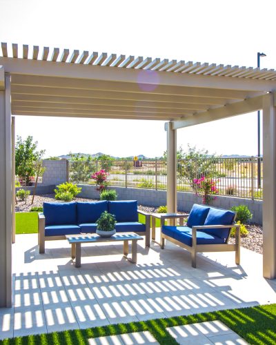 Rear Patio Pergola With Wooden Furniture