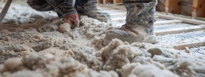 Work included a builder at work, floor heating insulation, warm houses, mineral wool insulation, and eco-friendly insulation.